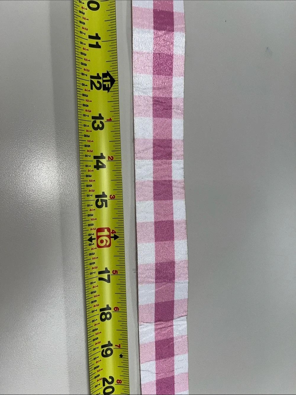 Source Unknown Pink and White Gingham Pearl Buckle Belt